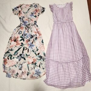 Floral and Gingham Midi Dress Set